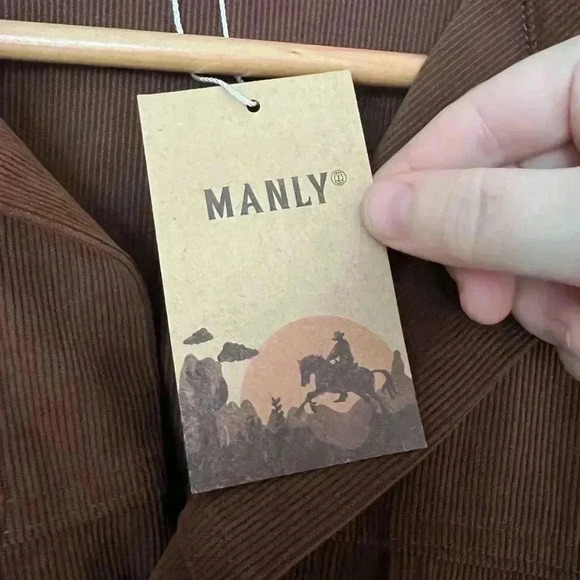 NWT Brand: MANLY Corduroy Shacket / Shirt Jacket - Brown, Size Large (L) - Picture 3 of 8